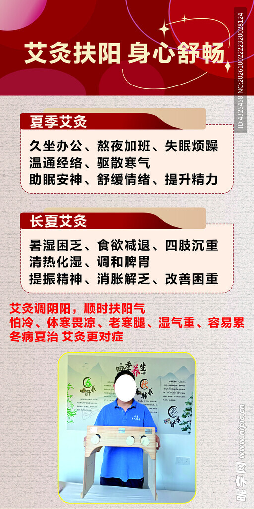艾灸扶阳养生科普海报