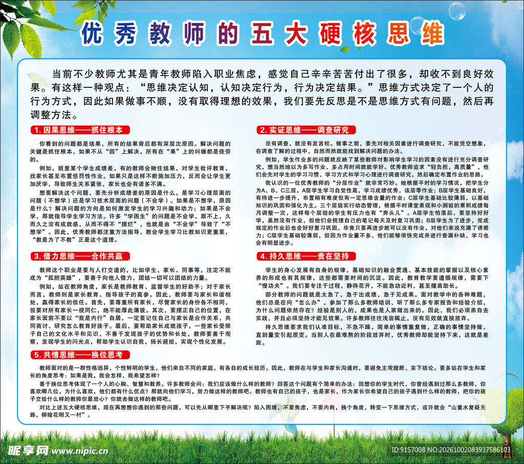 优秀教师五大硬核思维宣传栏