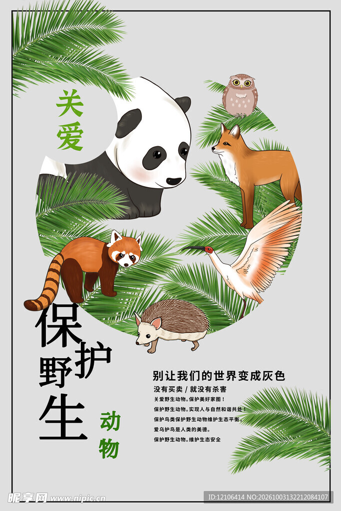 保护野生动物公益海报