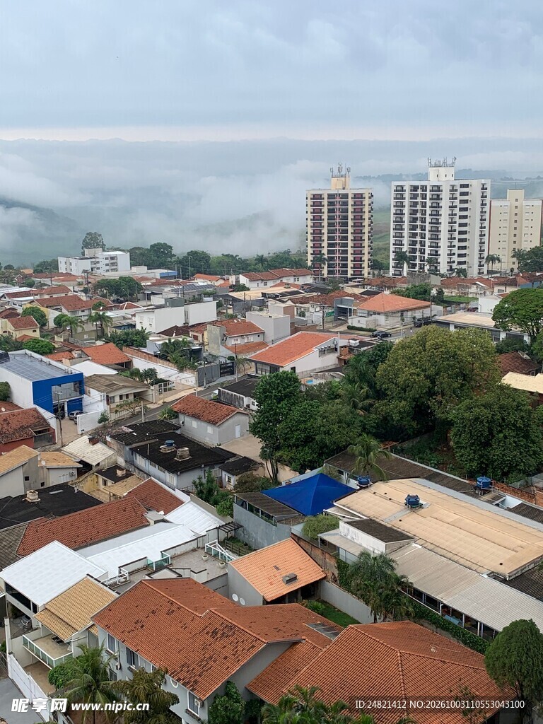 城镇居民区俯瞰全景