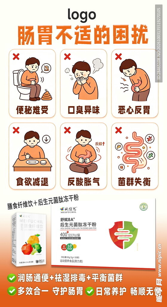 肠胃不适科普宣传海报