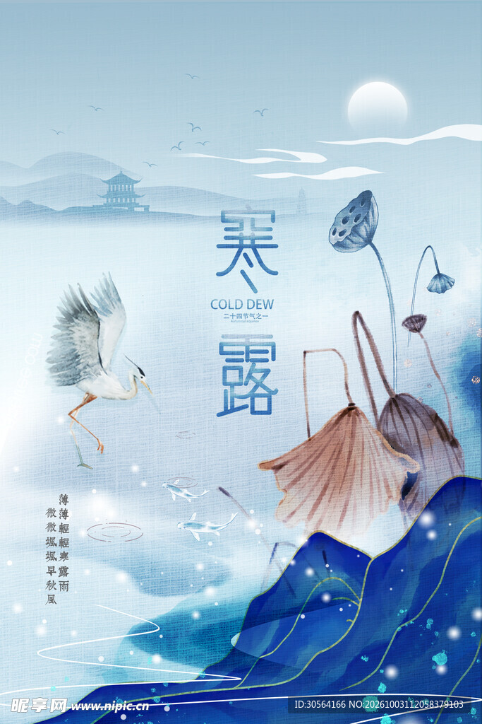 寒露节气国风插画海报