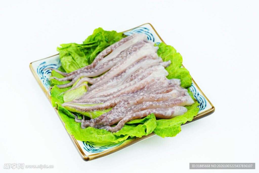 鲜鱿鱼须摆盘