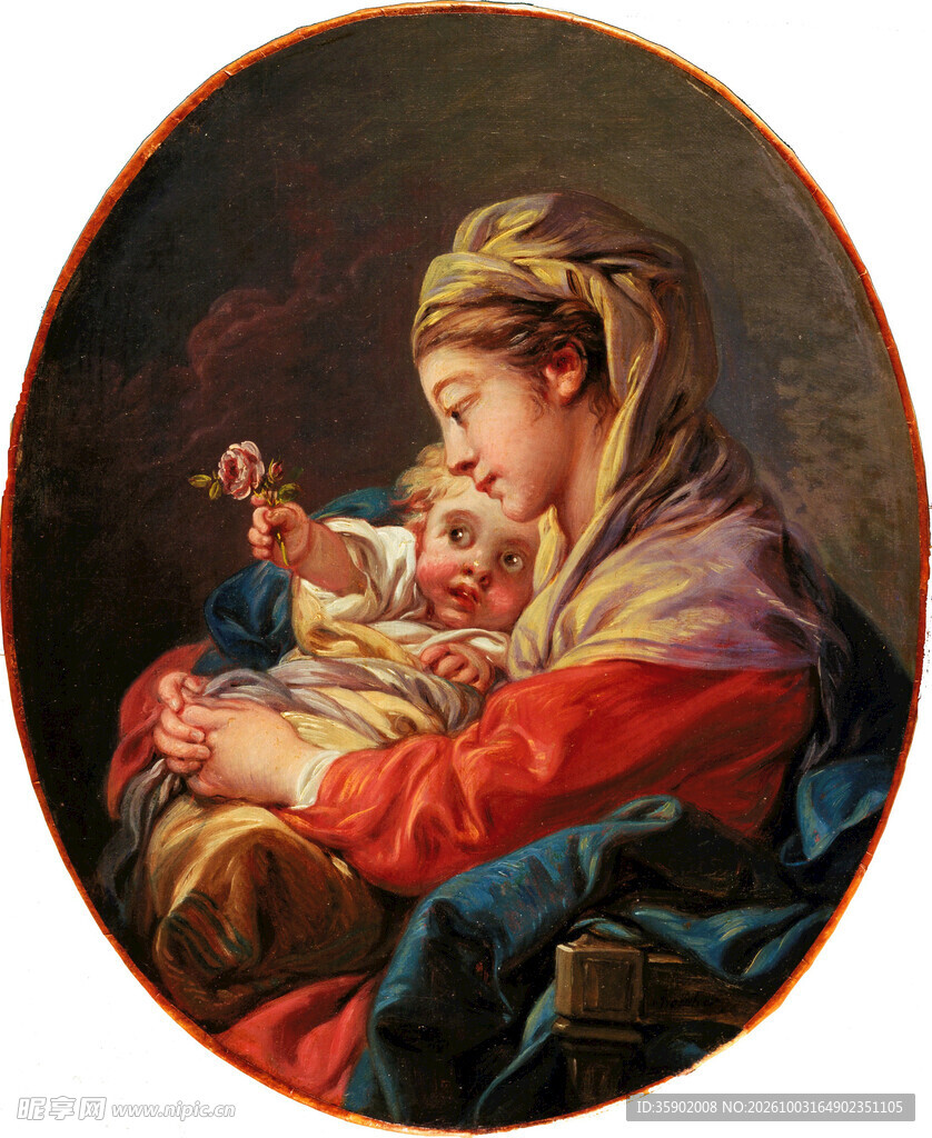 圣母子古典油画