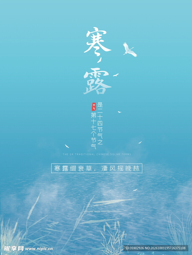 寒露节气清新海报