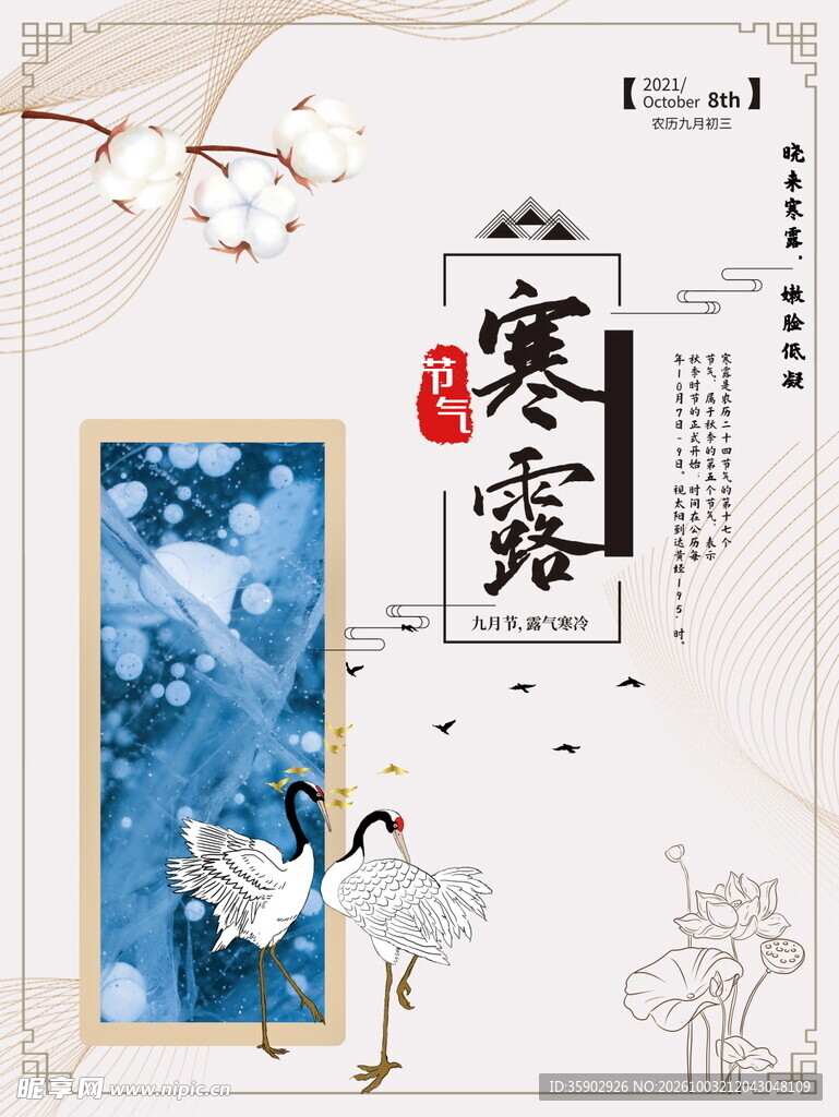 寒露节气国风海报