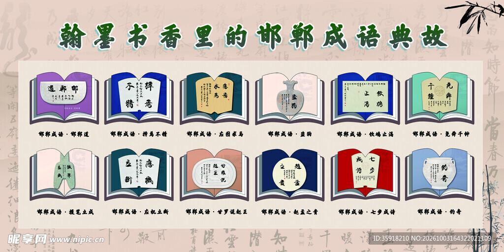 翰墨书香成语典故展板