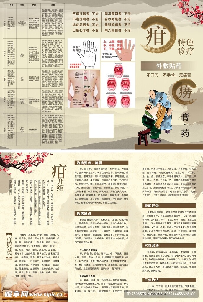 中医三折页