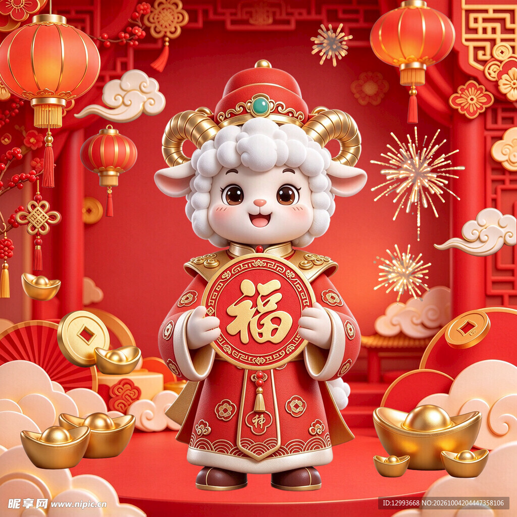 羊年新春萌羊送福