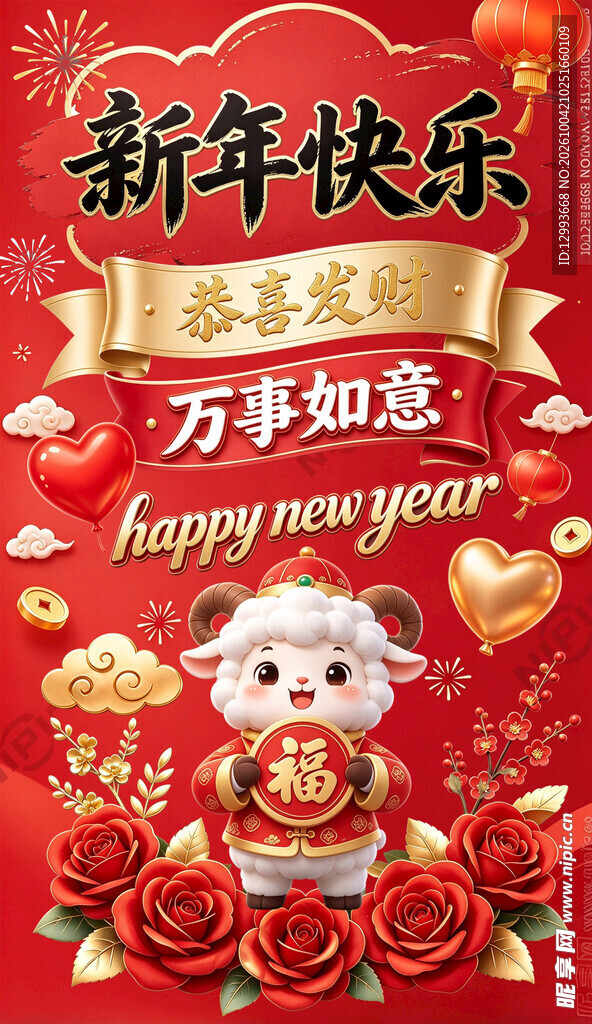 新年快乐新春祝福海报
