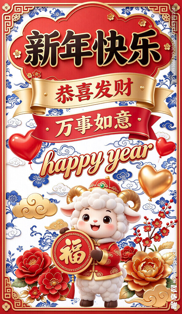 新年快乐新春祝福海报