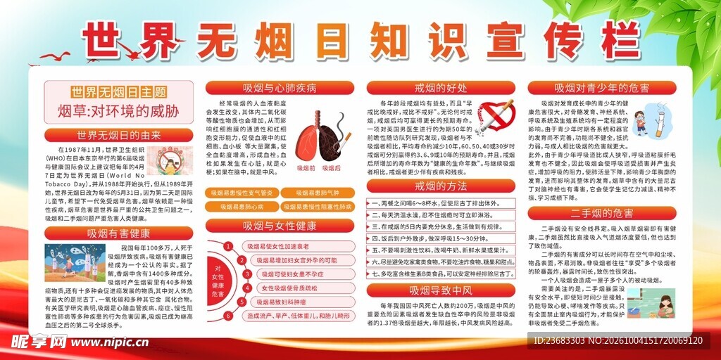 世界无烟日知识展板海报