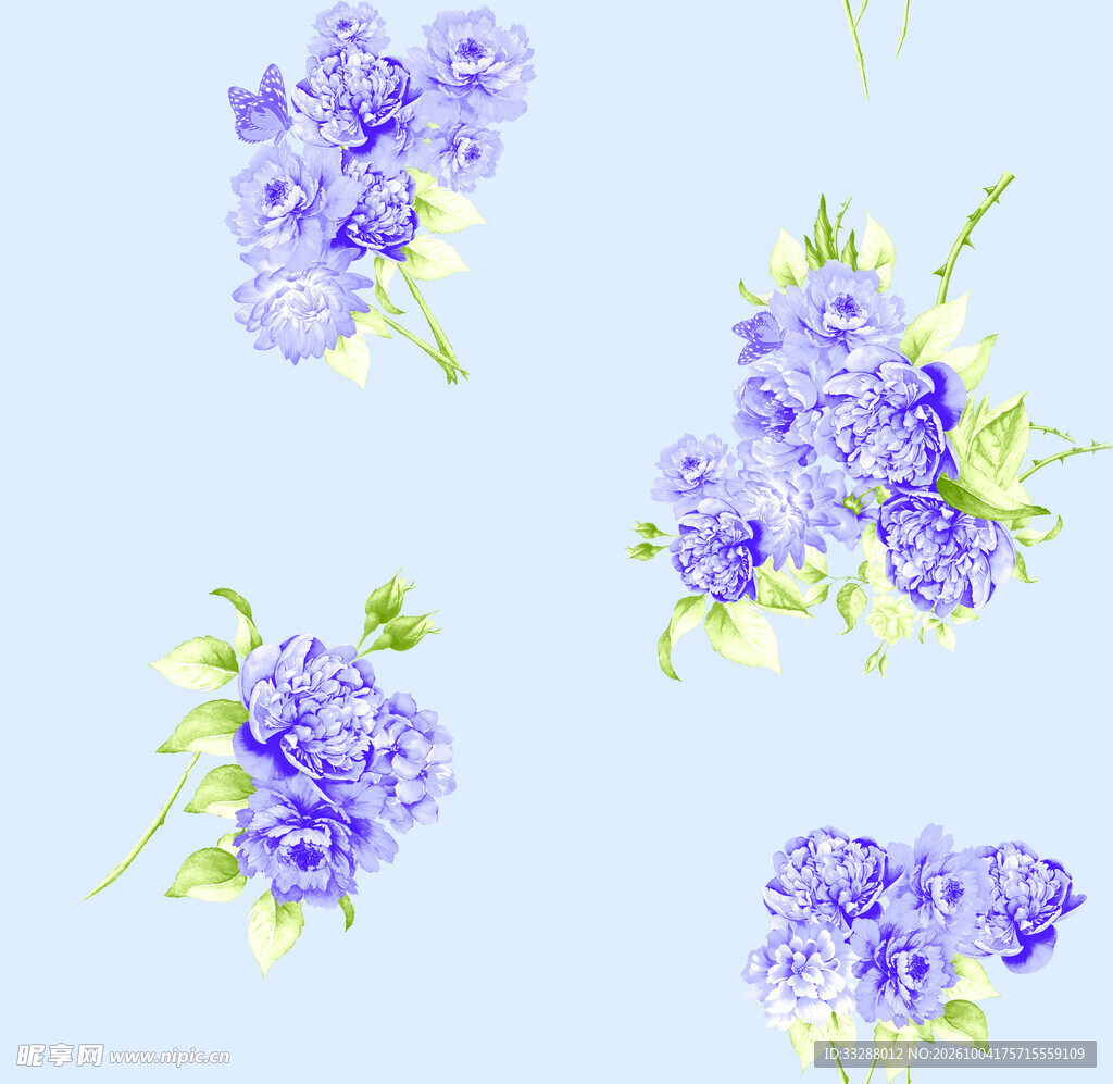 淡蓝底紫花装饰图案