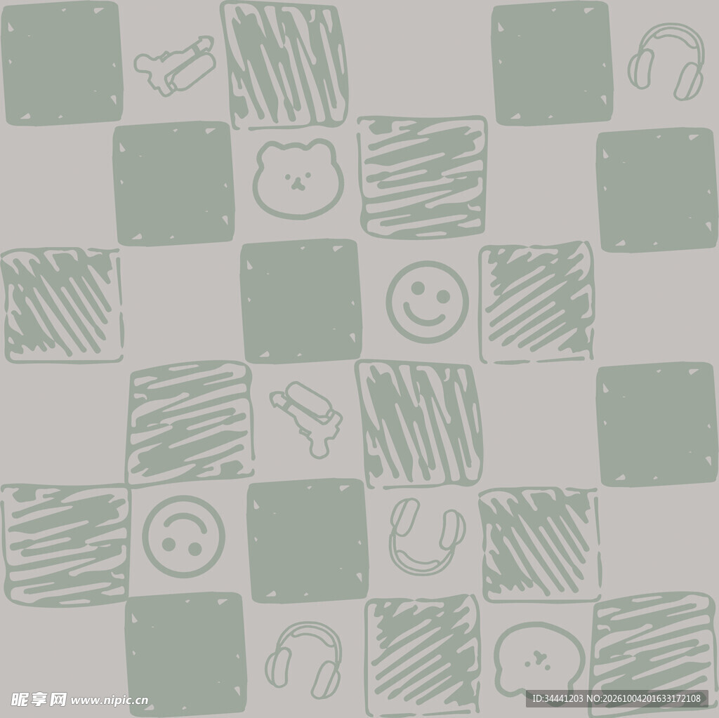 淡绿卡通棋盘格装饰底纹