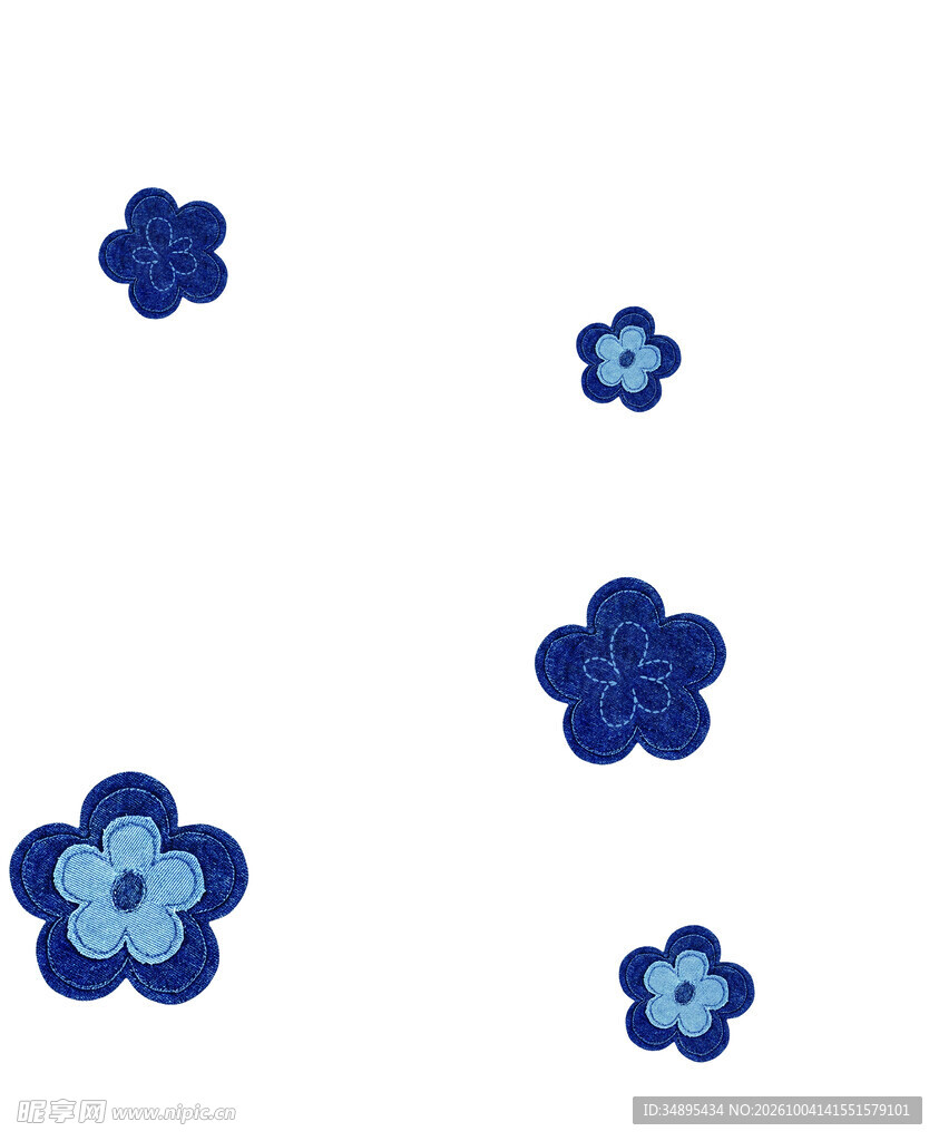 蓝色小碎花装饰图案 牛仔