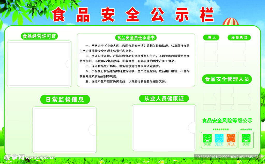 食品安全公示栏
