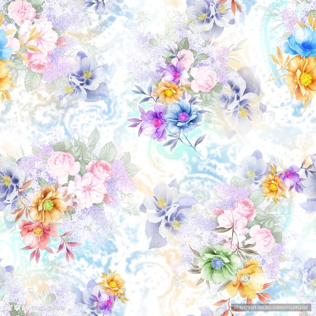 清新水彩碎花装饰图案