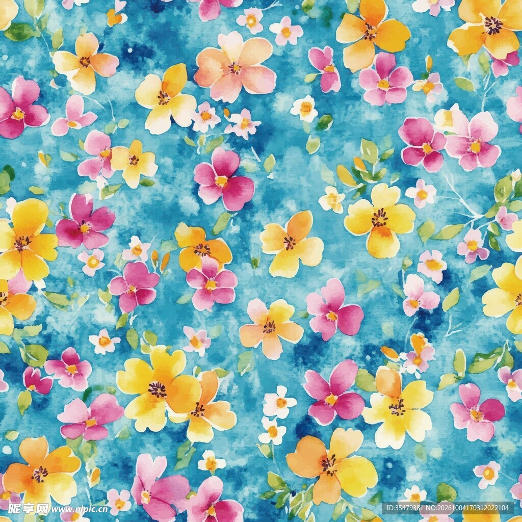 水彩清新碎花无缝图案