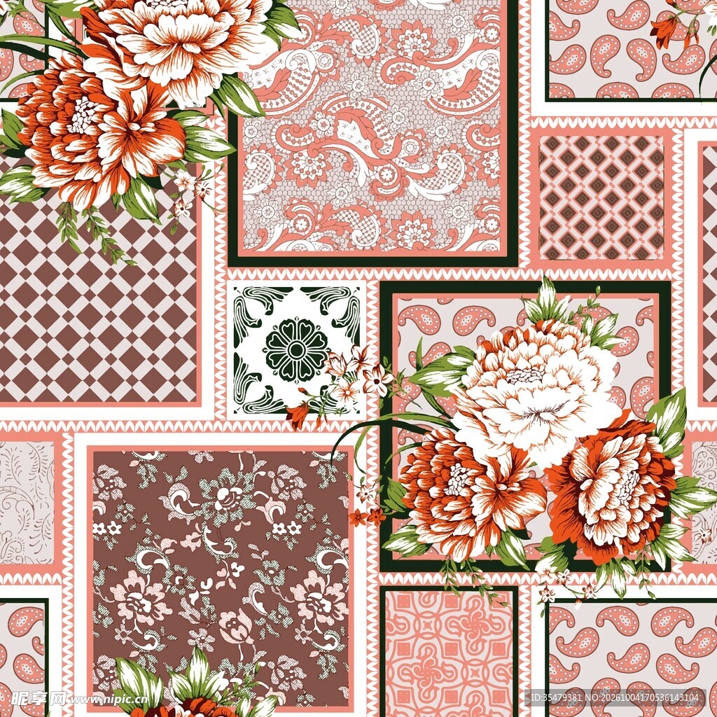格子花卉