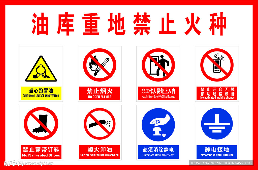 油库安全警示标识展板
