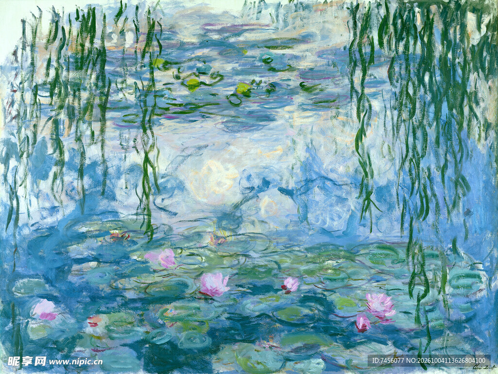 莫奈睡莲印象风景油画