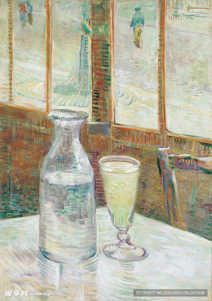 复古窗边静物油画