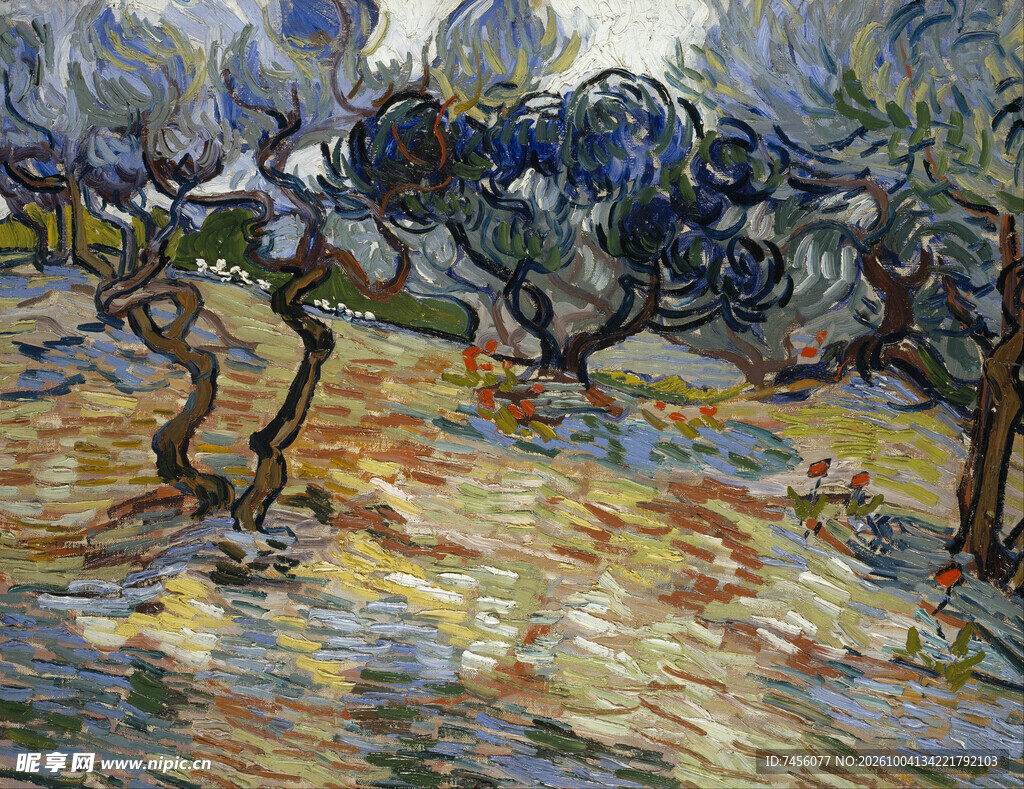 梵高橄榄树风景油画