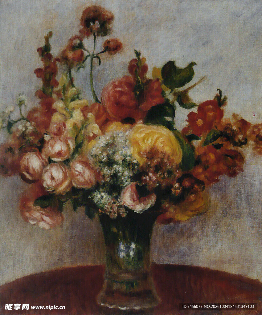 瓶花静物油画