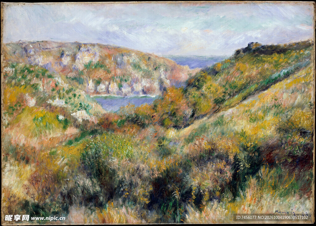印象派山野河谷风景油画