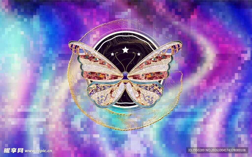 幻彩星空蝴蝶创意图案