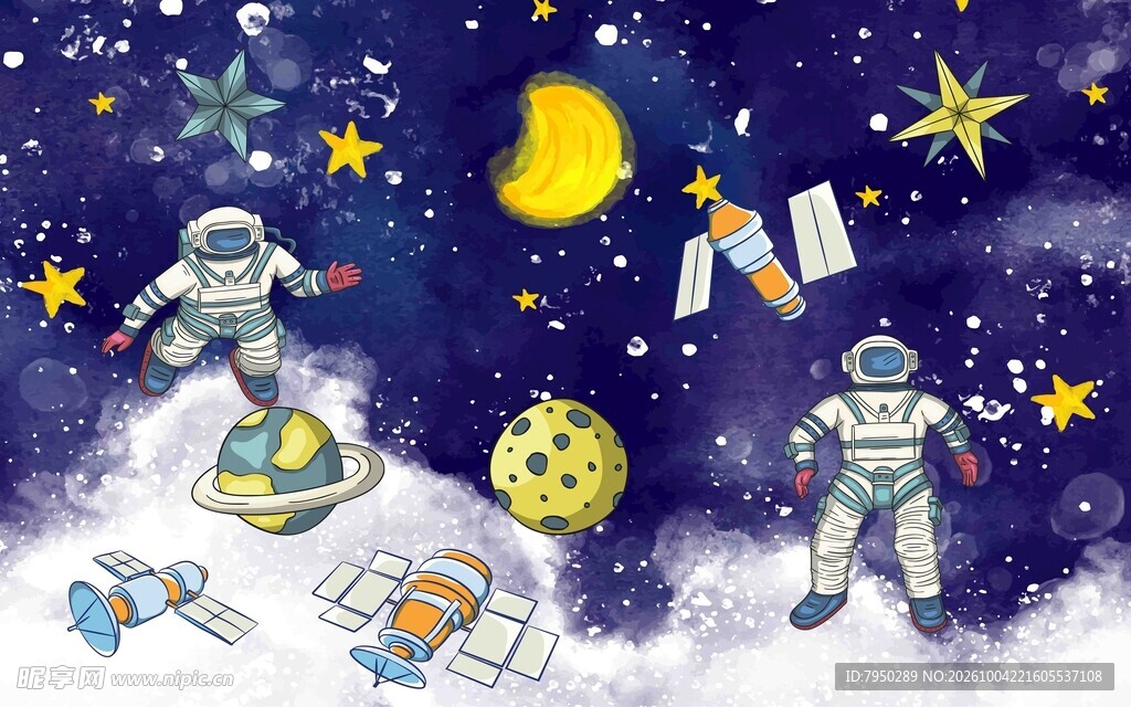 童趣太空漫游插画