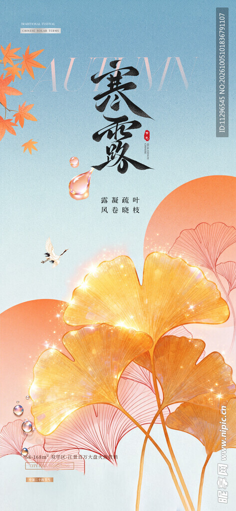 寒露节气国风海报