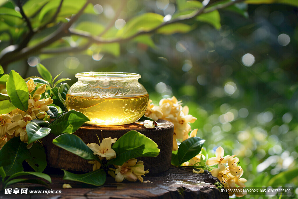 秋天树叶植物桂花图片摄影图