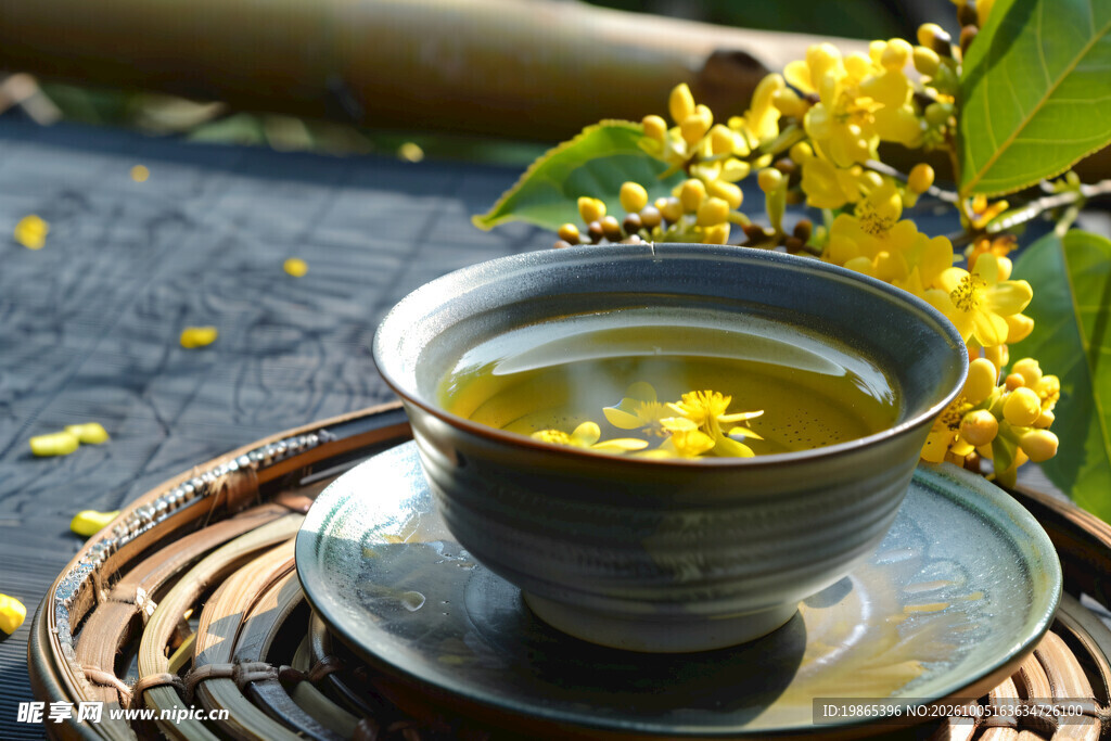 金秋秋天植物桂花茶摄影图