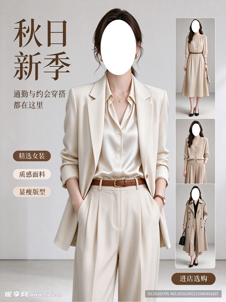 秋日新季女装穿搭海报