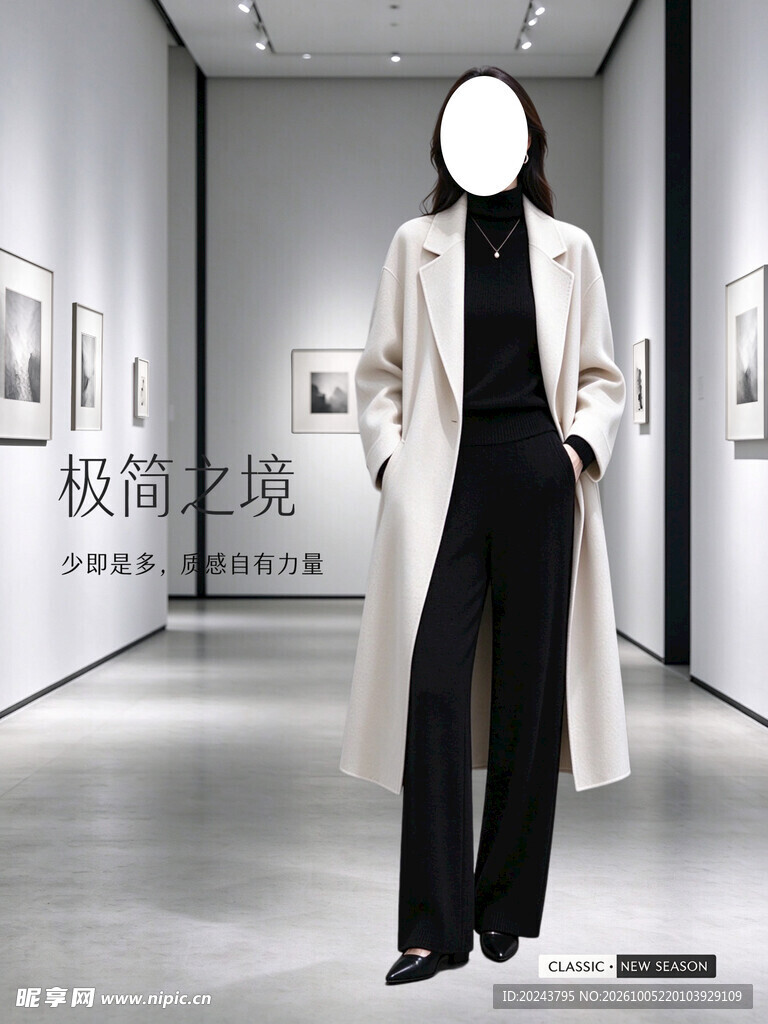 极简风女装大衣穿搭展示
