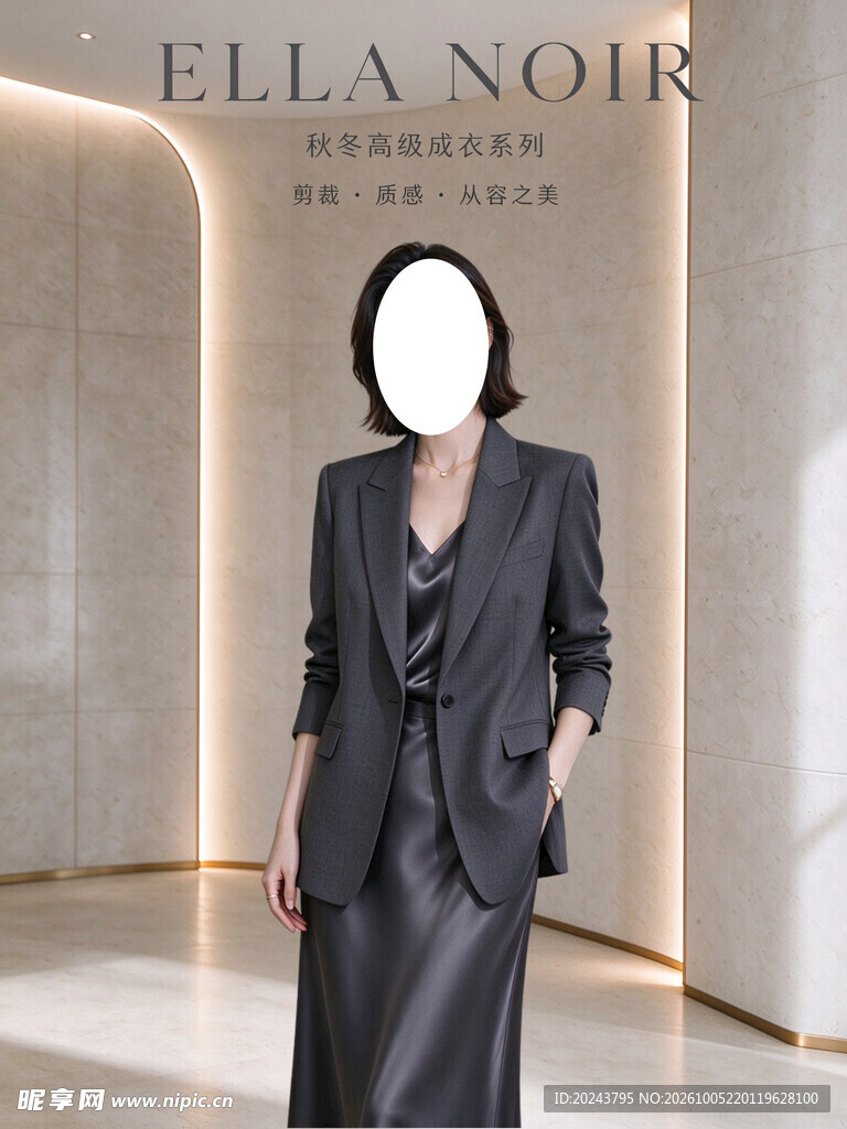 女士高级感西装穿搭展示