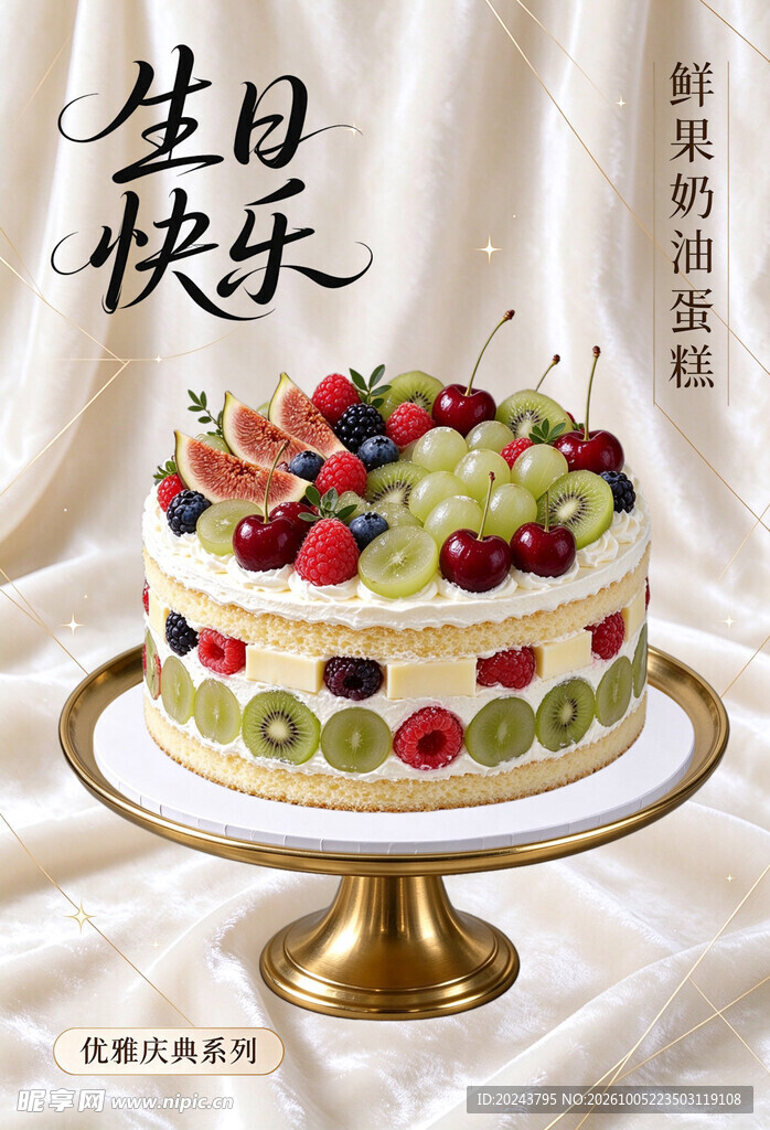 鲜果奶油生日蛋糕