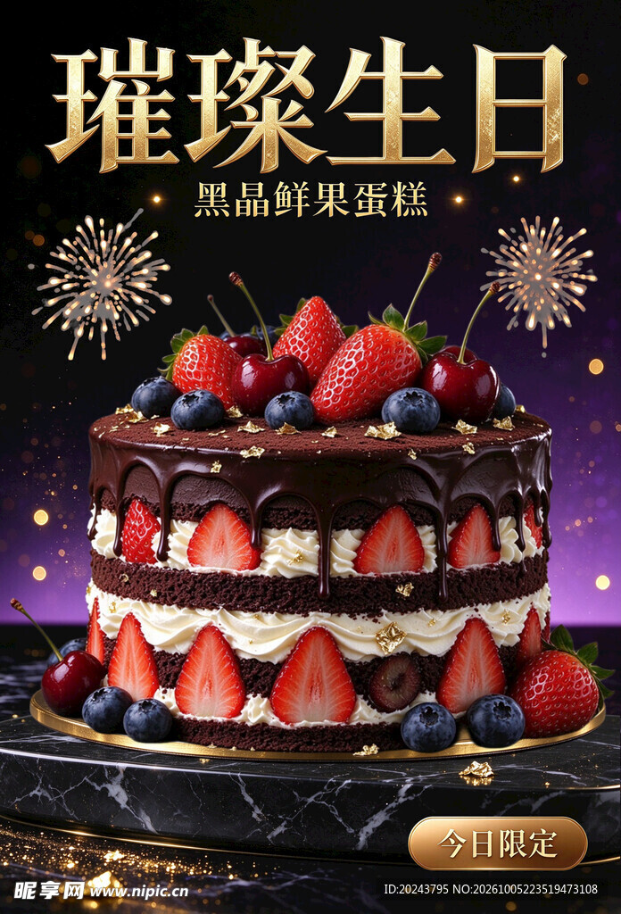 璀璨生日鲜果蛋糕