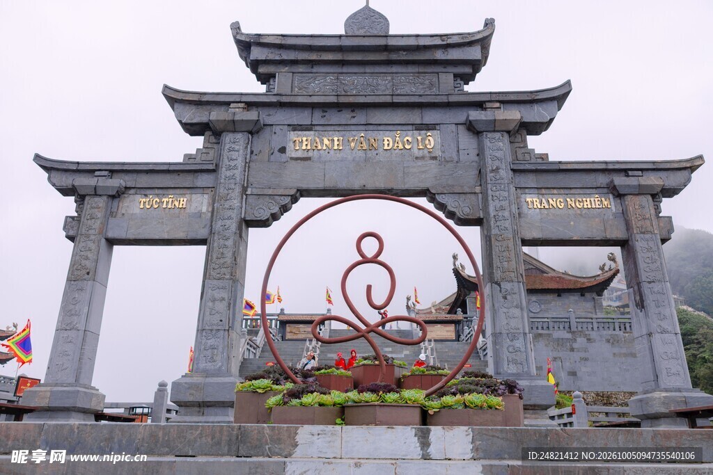 中式仿古石牌坊山门