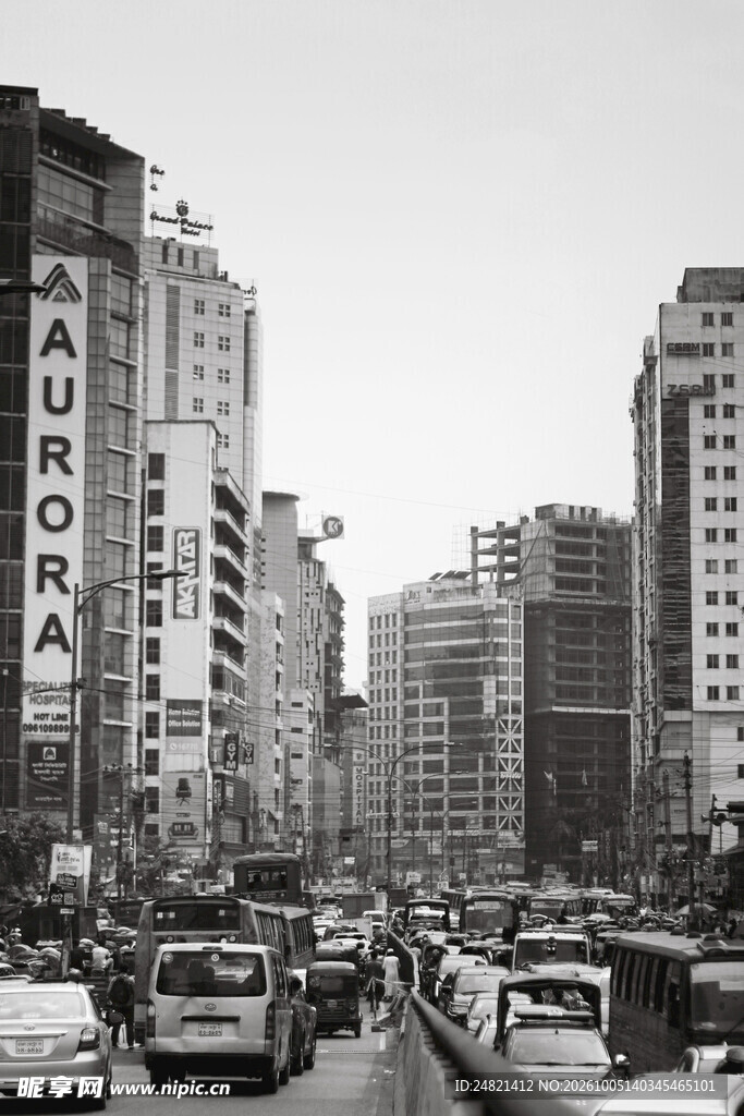 复古黑白城市街景