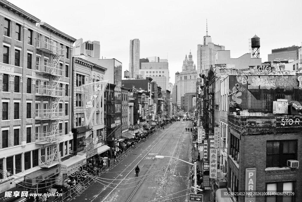 黑白复古城市街景