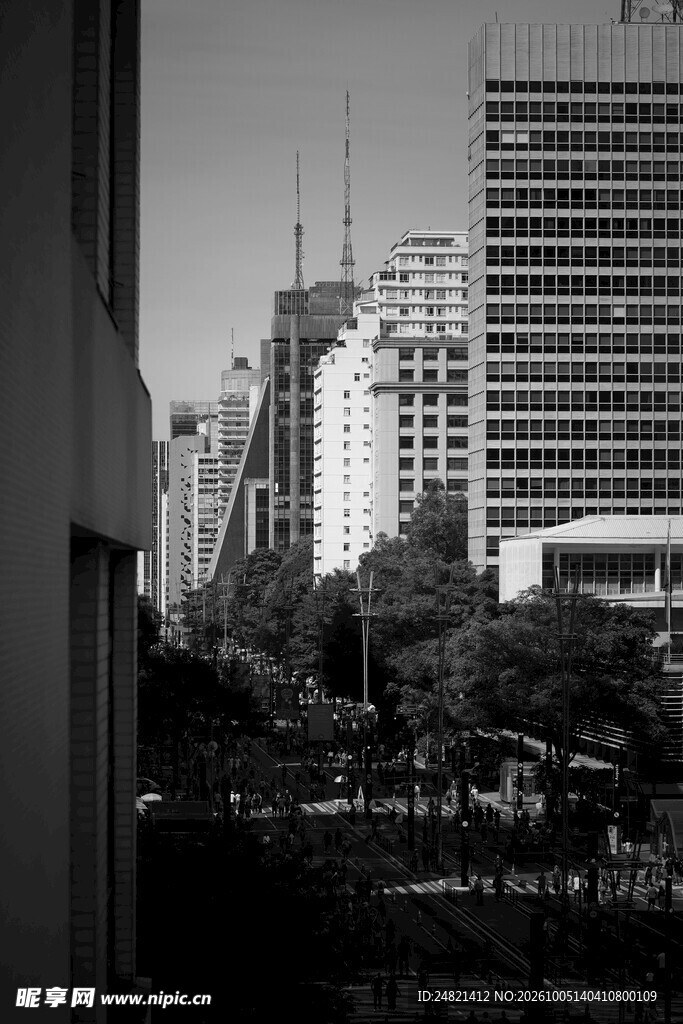 黑白城市楼宇街景