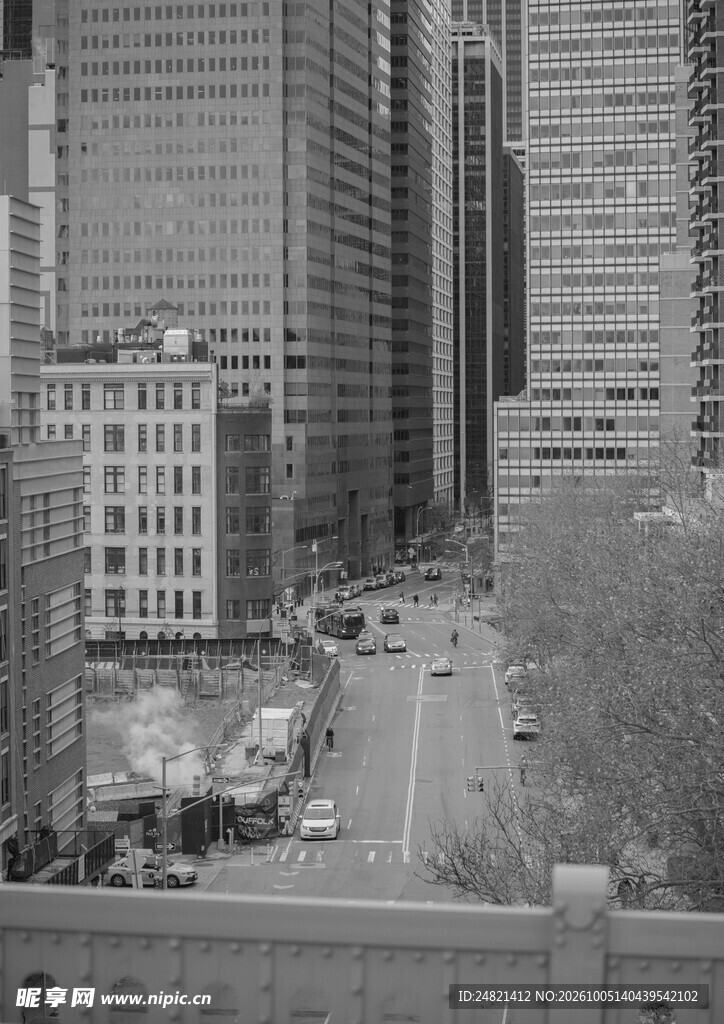 黑白城市高楼街景