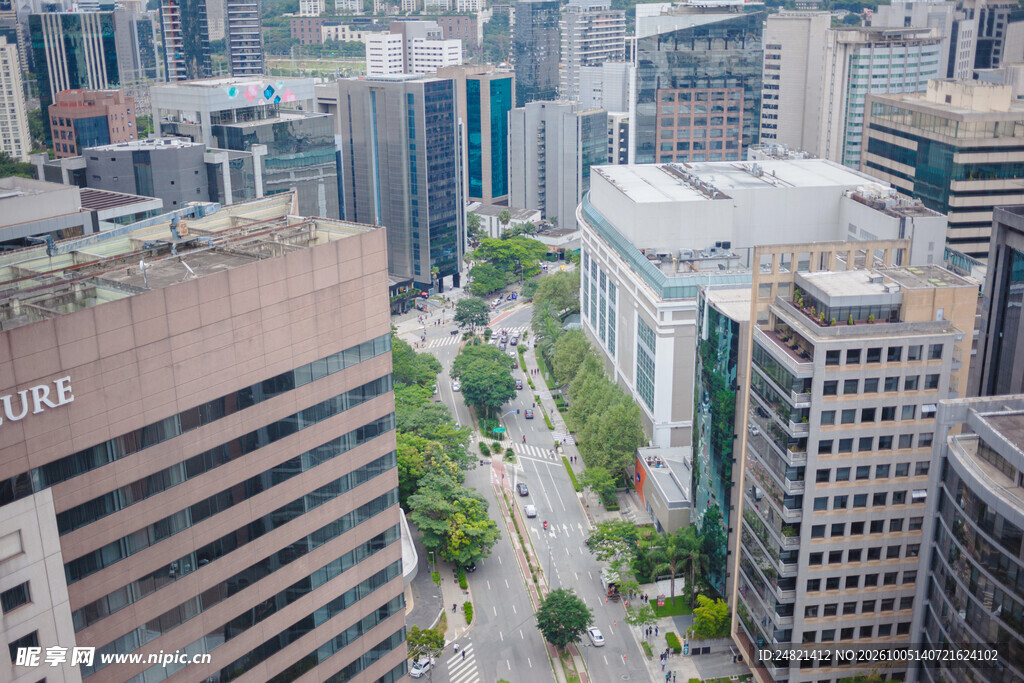 城市商务区高空俯瞰街景