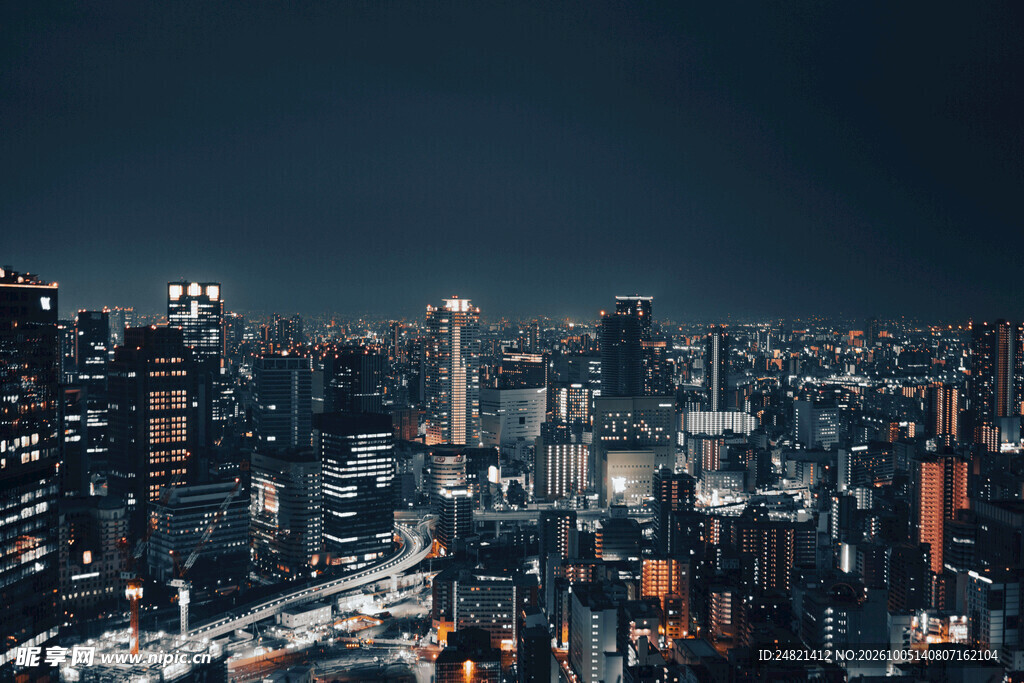 城市夜景高空俯瞰