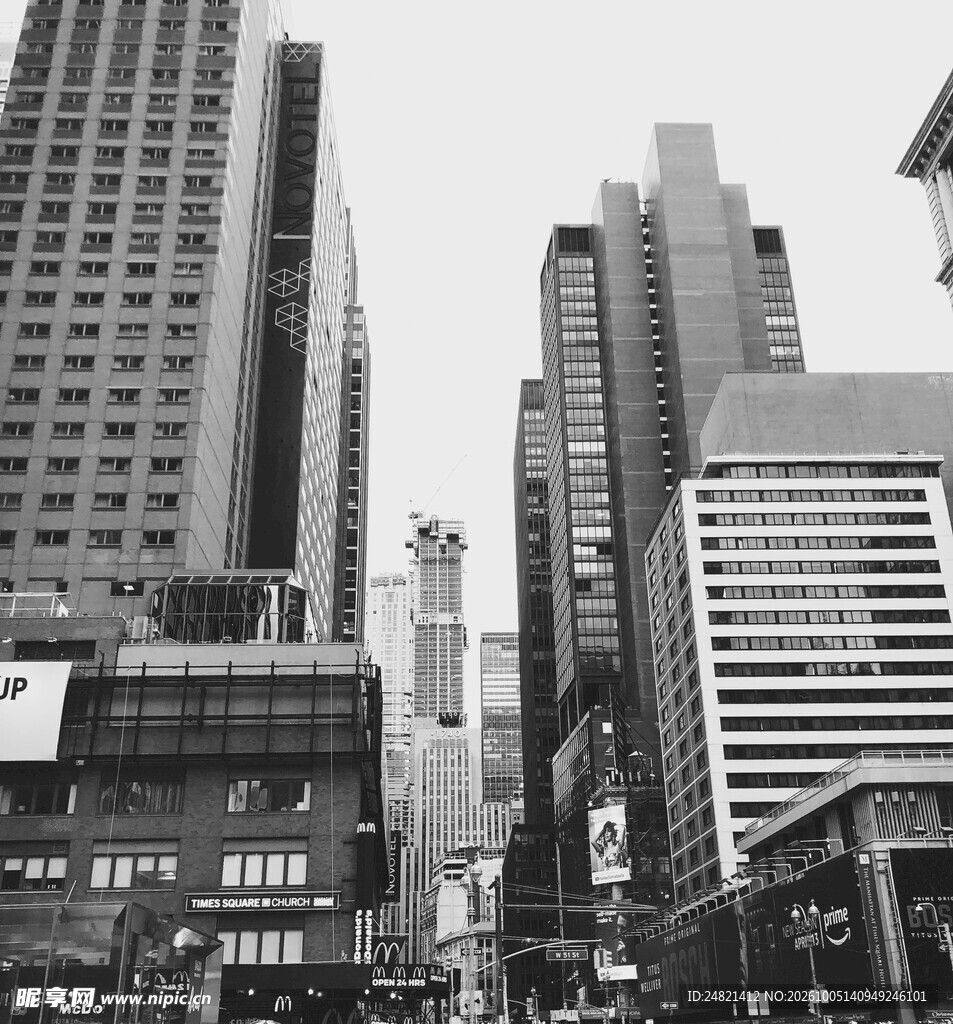 黑白都市高楼街景