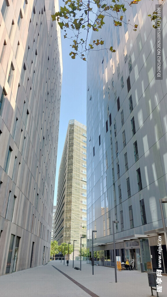 仰拍城市高层商务建筑群