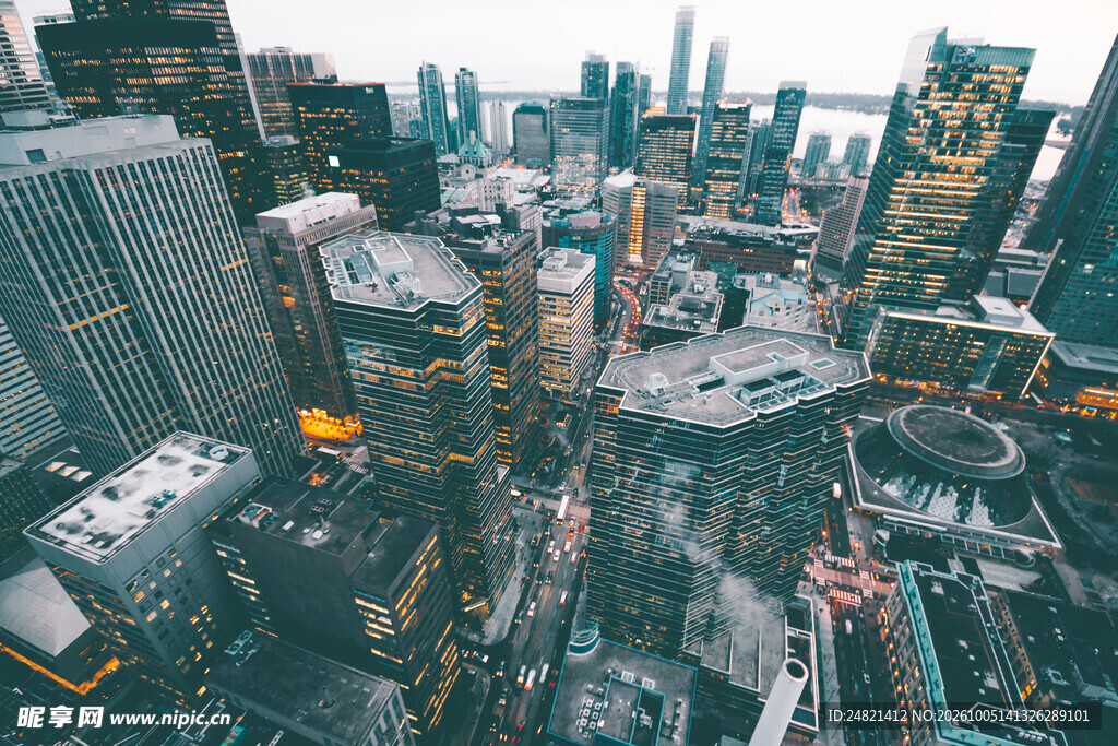 高空俯瞰都市CBD全景