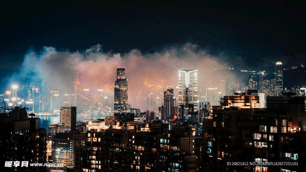 城市暮色夜景
